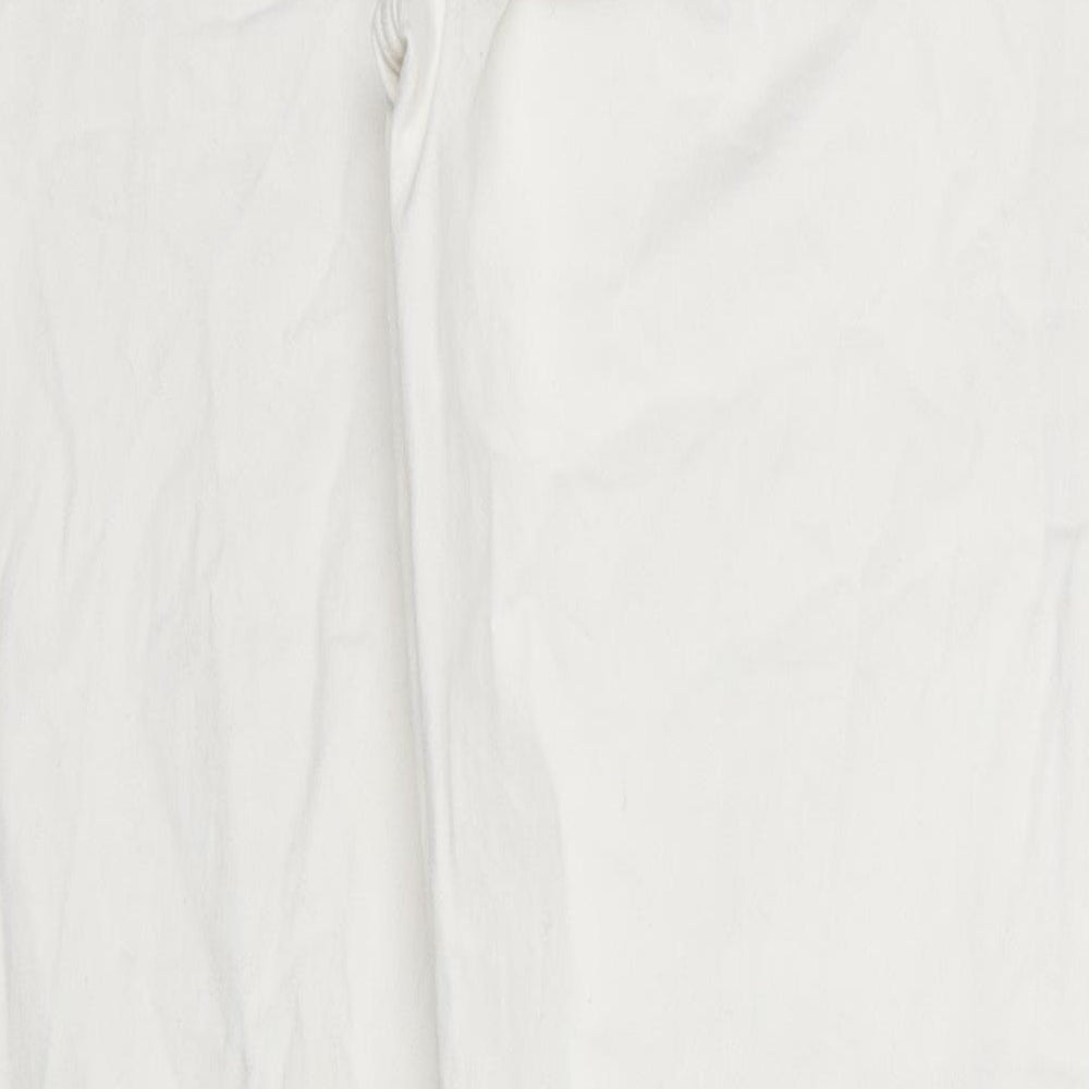 H&M Womens White Cotton Bootcut Jeans Size 12 L31 in Regular Zip