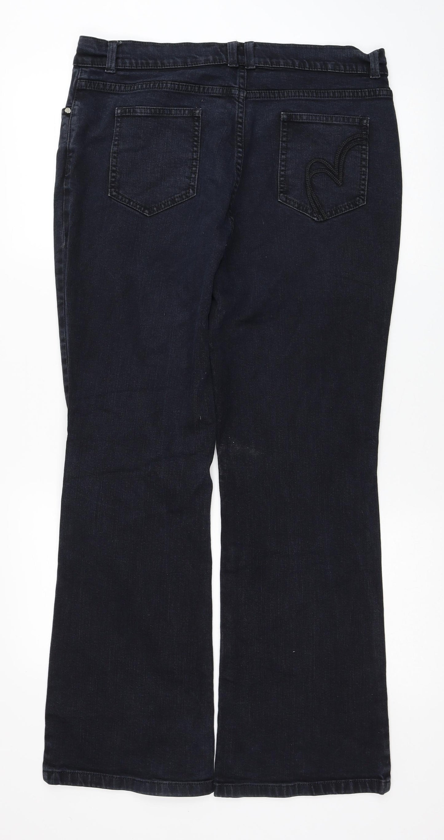 Per Una Womens Blue Cotton Bootcut Jeans Size 16 L29 in Regular Zip