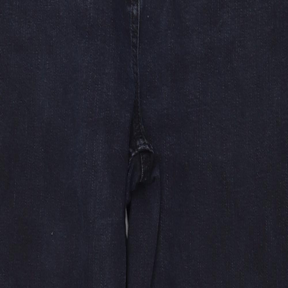 Per Una Womens Blue Cotton Bootcut Jeans Size 16 L29 in Regular Zip