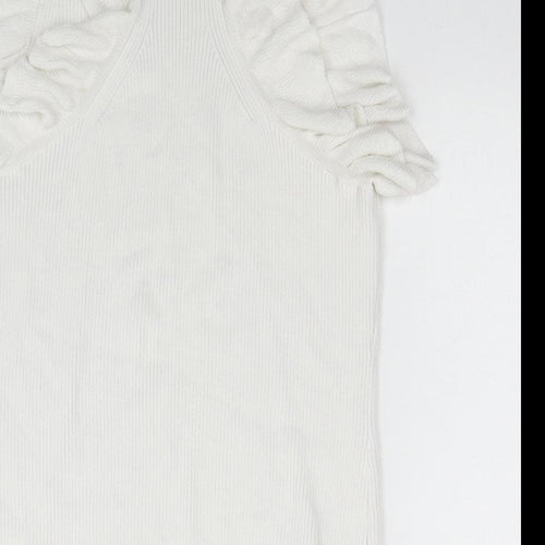 H&M Womens White Mock Neck Acrylic Vest Jumper Size M