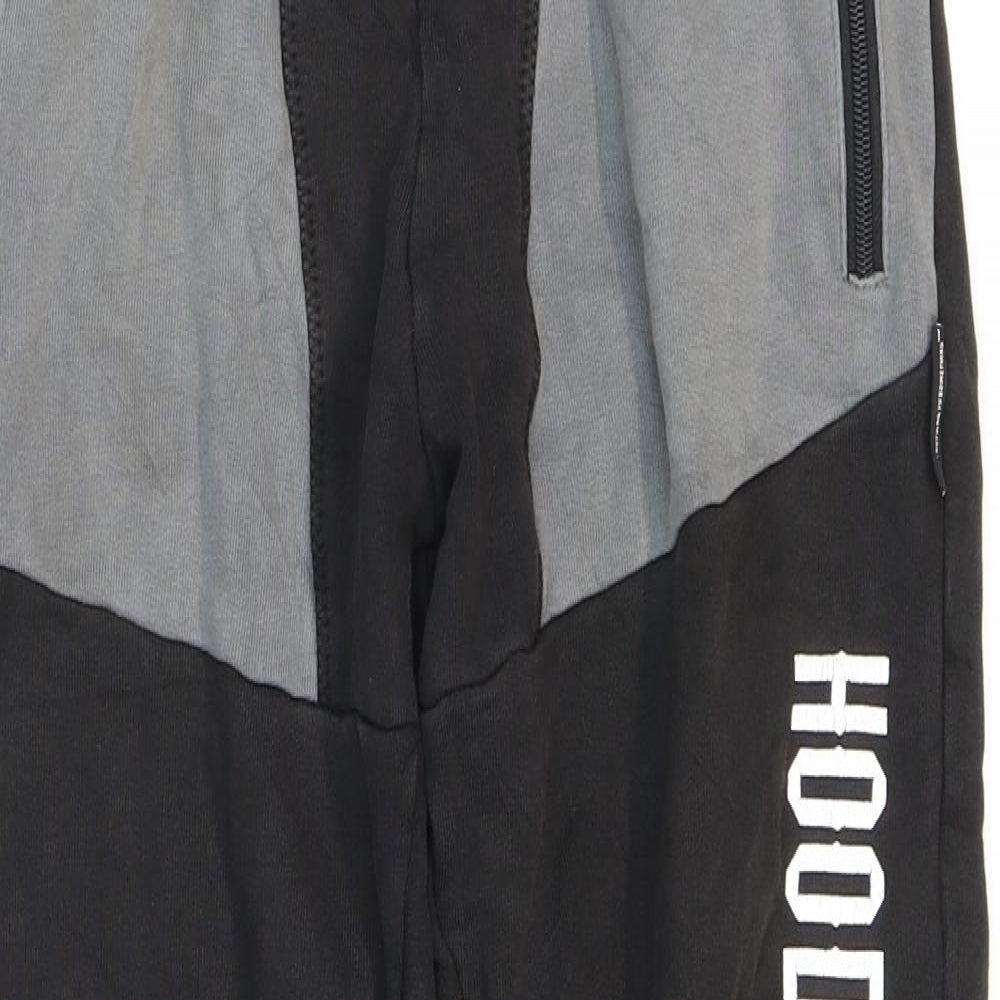 Hoodrich Mens Black Cotton Jogger Trousers Size XS L29 in Regular Drawstring