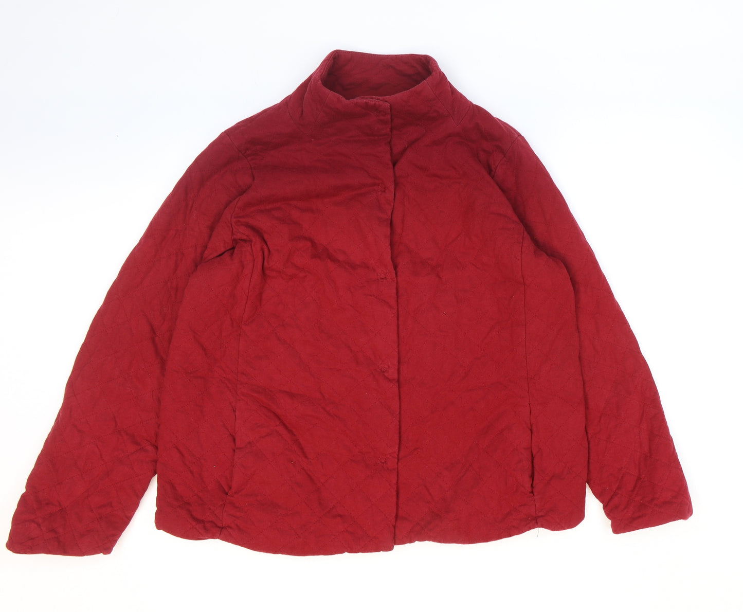 Lands' End Mens Red Quilted Jacket Size L Snap