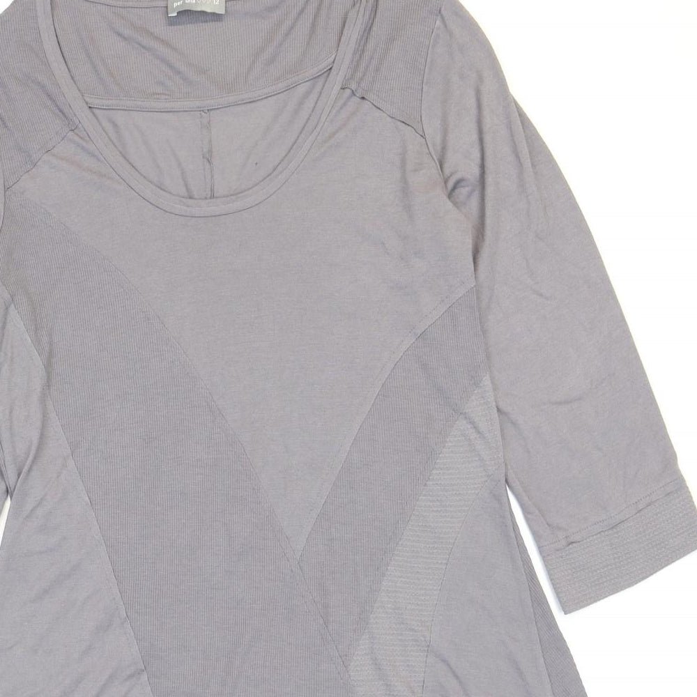Per Una Womens Grey Polyester Tunic T-Shirt Size 12 Round Neck