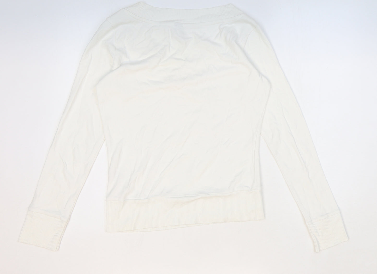 Topshop Womens White 100% Cotton Basic T-Shirt Size 12 V-Neck