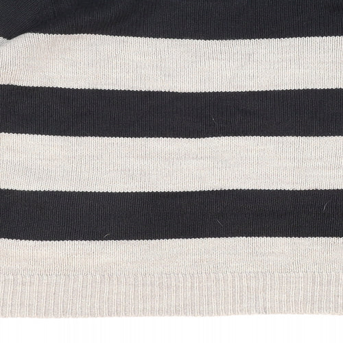 H&M Womens Black Round Neck Striped Acrylic Pullover Jumper Size M