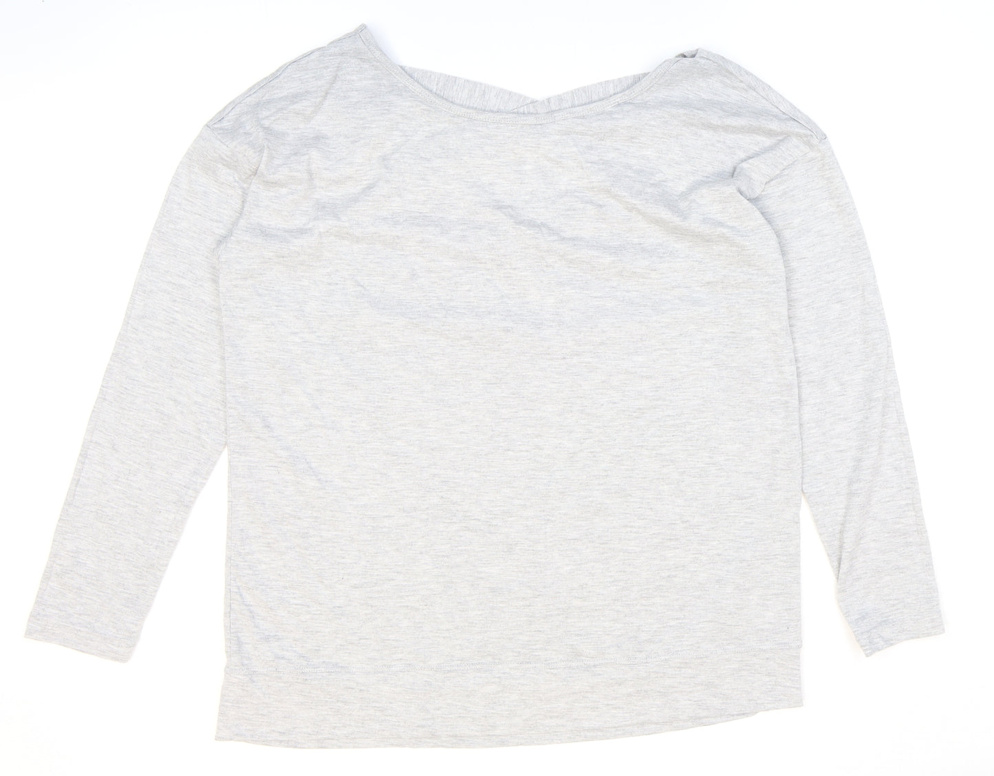 Gaiam Womens Grey Polyester Basic T-Shirt Size M Boat Neck