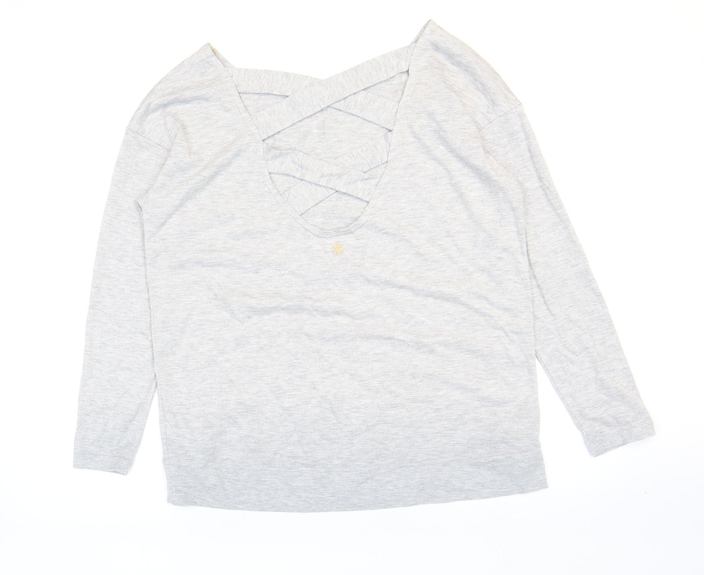 Gaiam Womens Grey Polyester Basic T-Shirt Size M Boat Neck