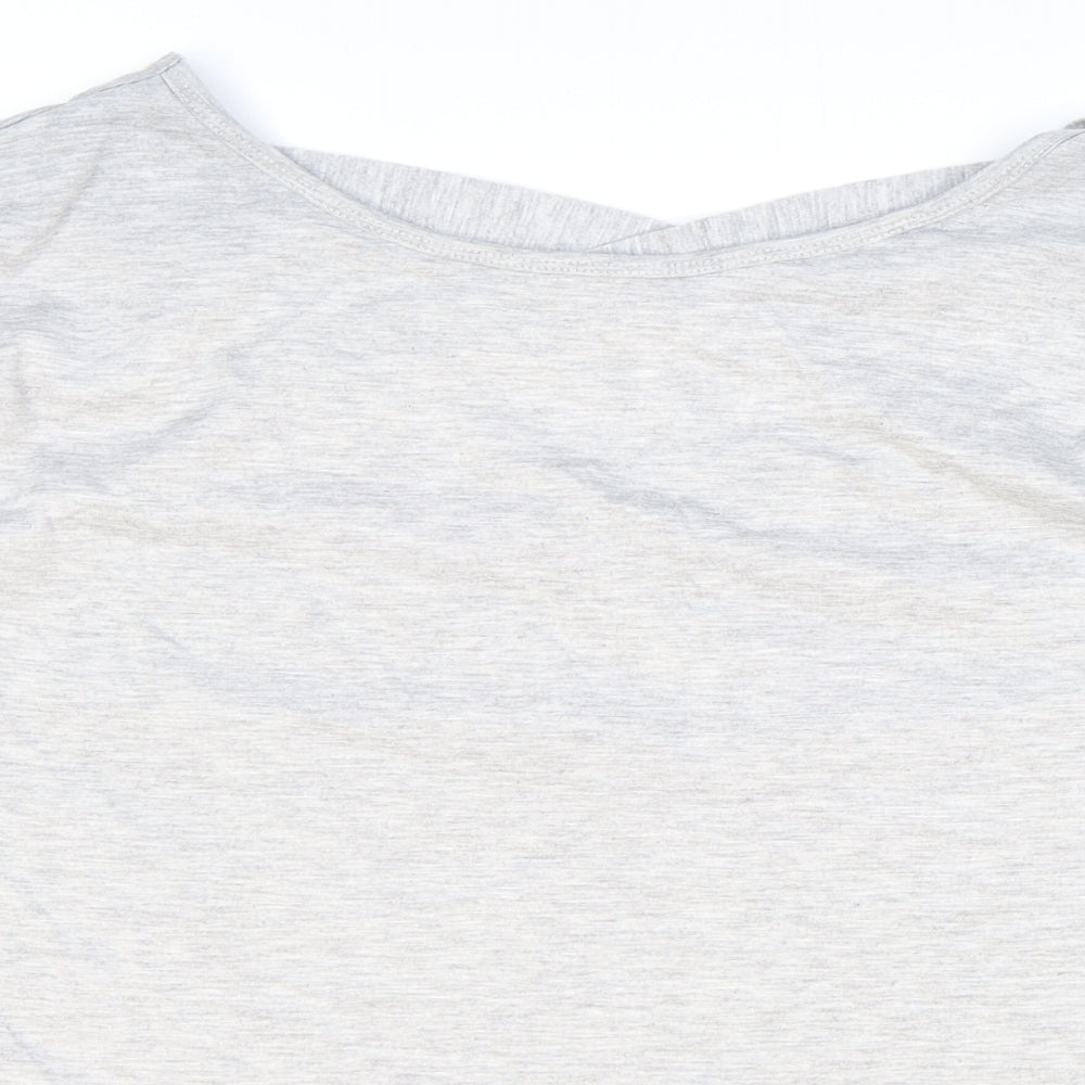Gaiam Womens Grey Polyester Basic T-Shirt Size M Boat Neck