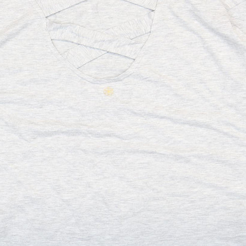 Gaiam Womens Grey Polyester Basic T-Shirt Size M Boat Neck