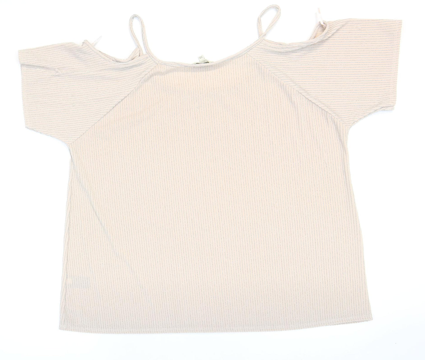 Papaya Womens Beige Striped Polyester Basic Blouse Size 20 Square Neck - Cold Shoulder