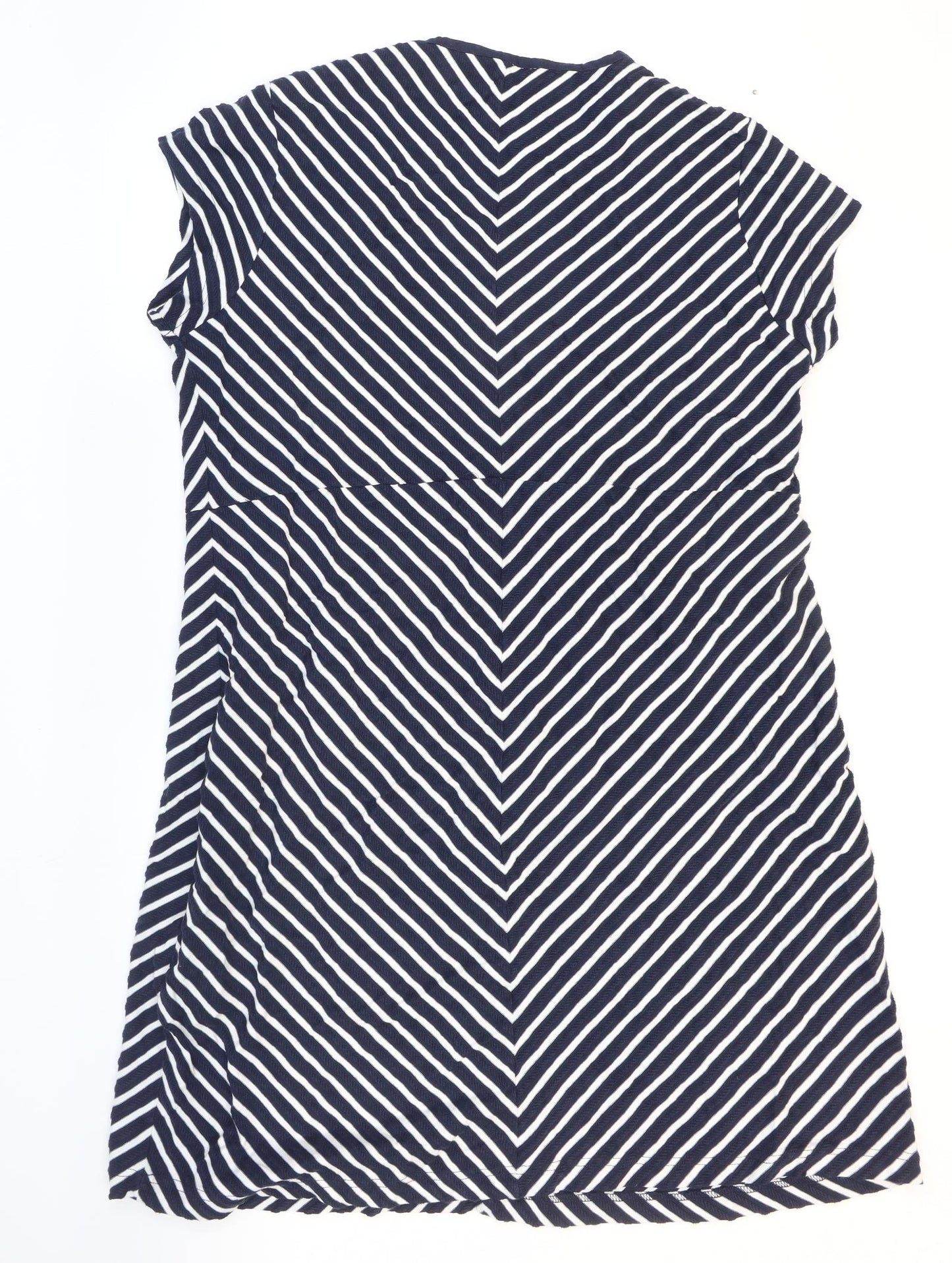 Isle Womens Black Striped Cotton Skater Dress Size 20 V-Neck Pullover