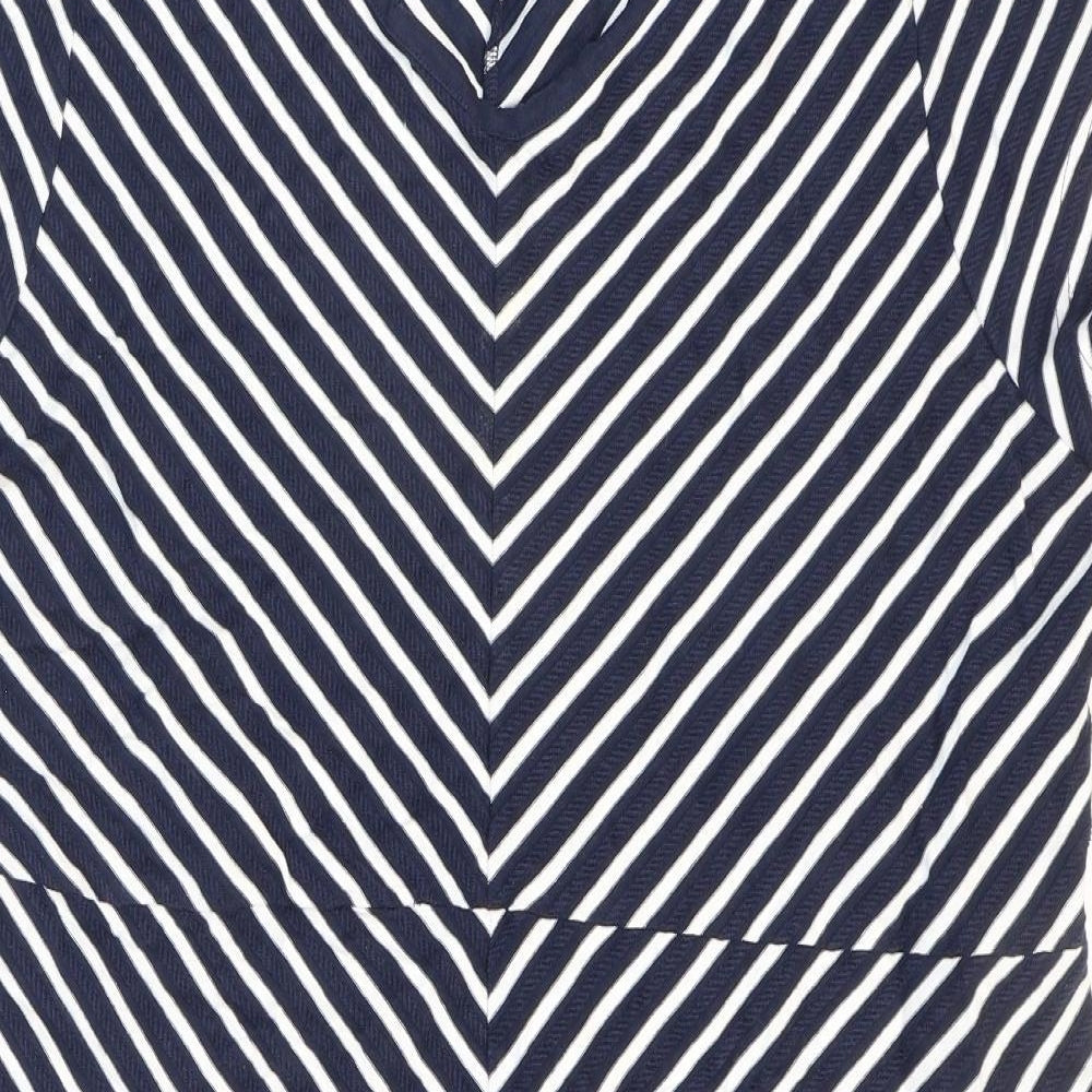 Isle Womens Black Striped Cotton Skater Dress Size 20 V-Neck Pullover