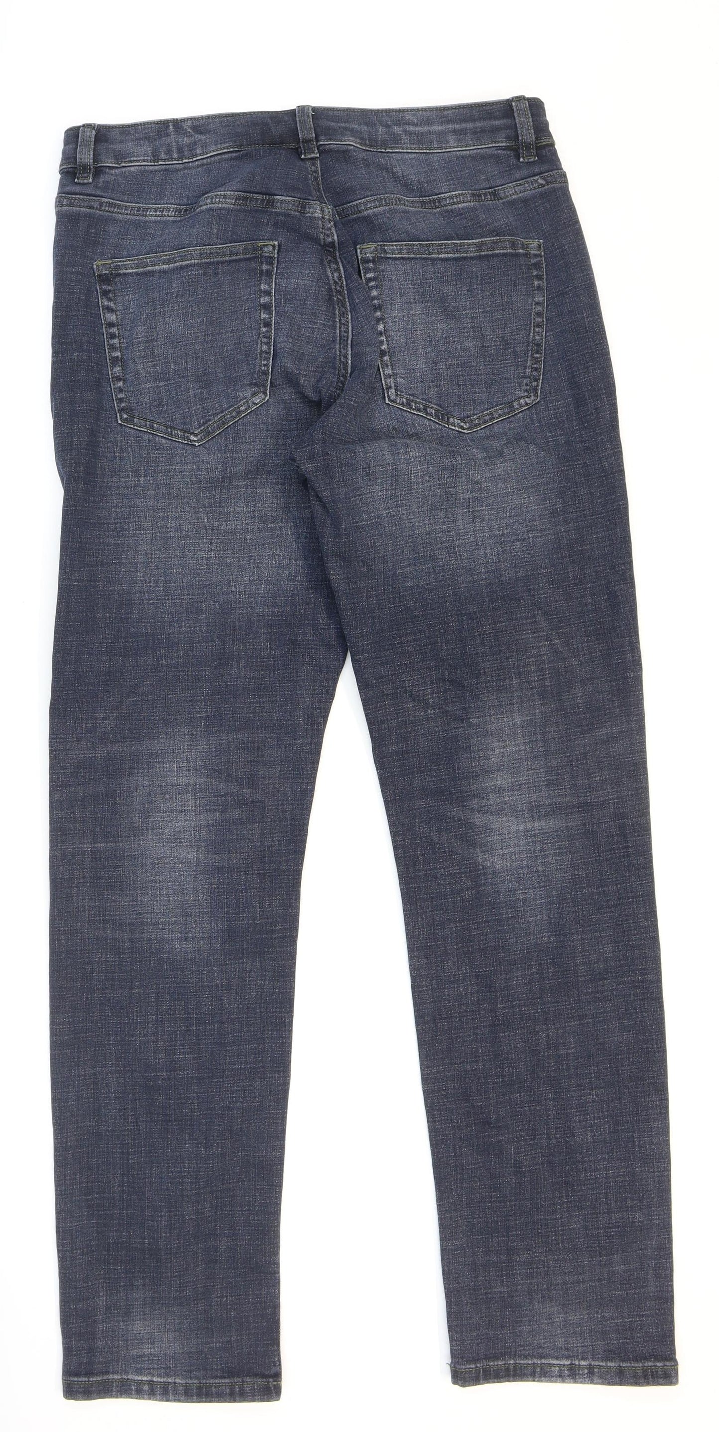 NEXT Mens Blue Cotton Straight Jeans Size 32 in L30 in Regular Zip - Washed look
