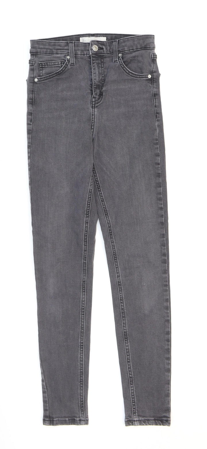 Topshop Womens Grey Cotton Skinny Jeans Size 28 in L32 in Regular Zip