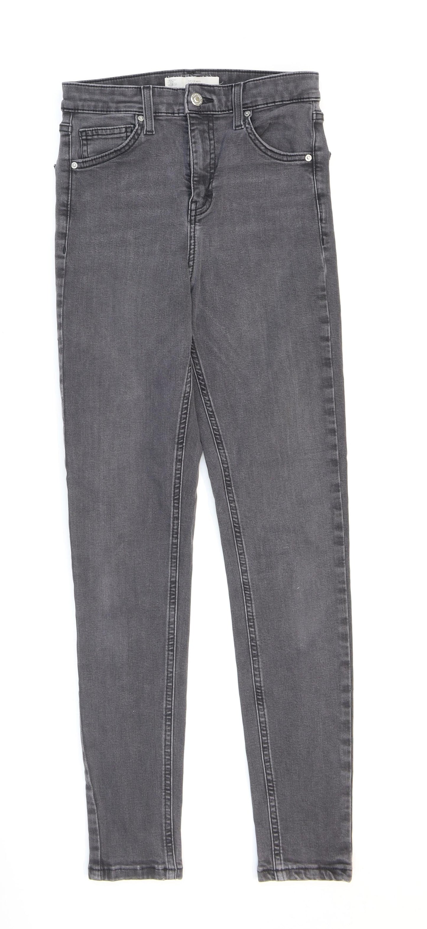 Topshop Womens Grey Cotton Skinny Jeans Size 28 in L32 in Regular Zip