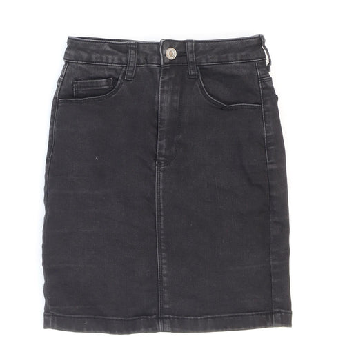 Missguided Womens Black Cotton Mini Skirt Size 4 Zip