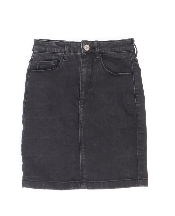 Missguided Womens Black Cotton Mini Skirt Size 4 Zip