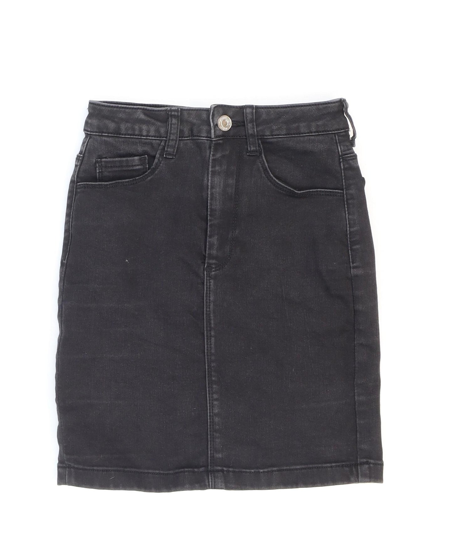 Missguided Womens Black Cotton Mini Skirt Size 4 Zip