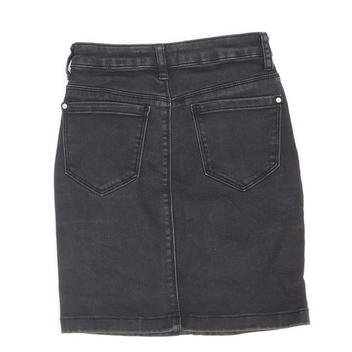Missguided Womens Black Cotton Mini Skirt Size 4 Zip