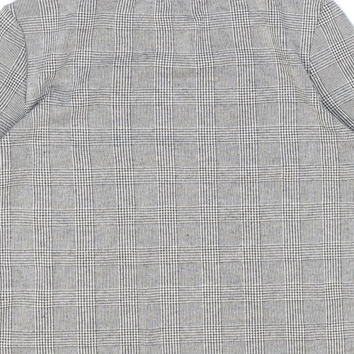 Zara Womens Grey Check Polyester Basic T-Shirt Size M Round Neck