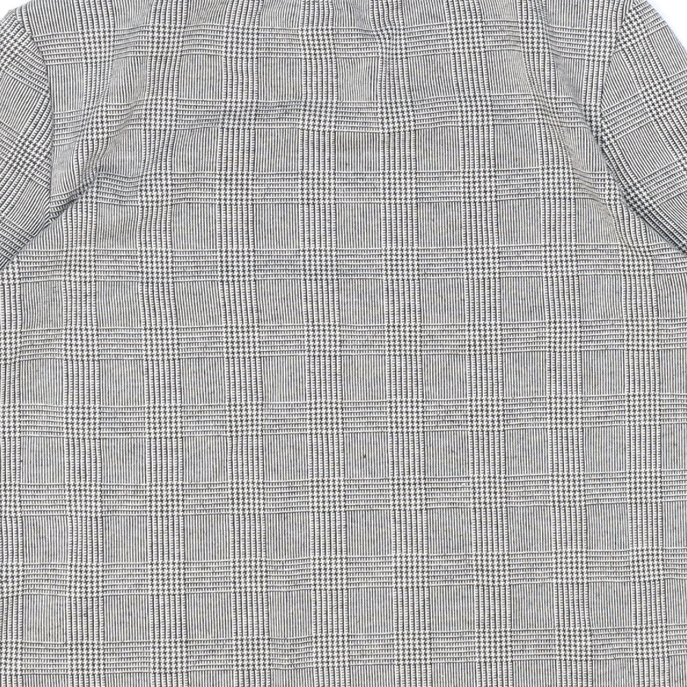 Zara Womens Grey Check Polyester Basic T-Shirt Size M Round Neck