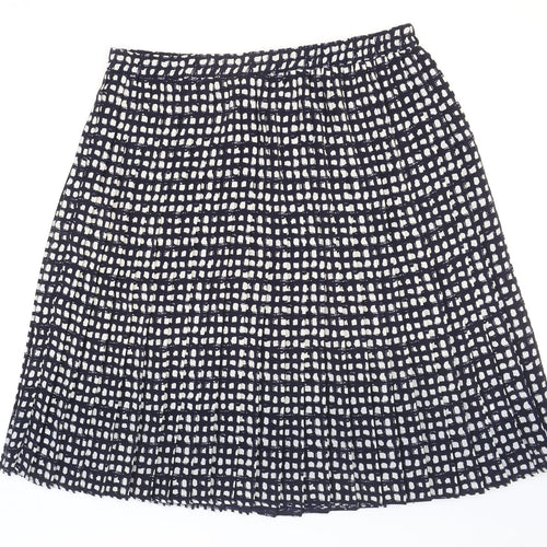 Bonmarché Womens Blue Geometric Polyester Pleated Skirt Size 34
