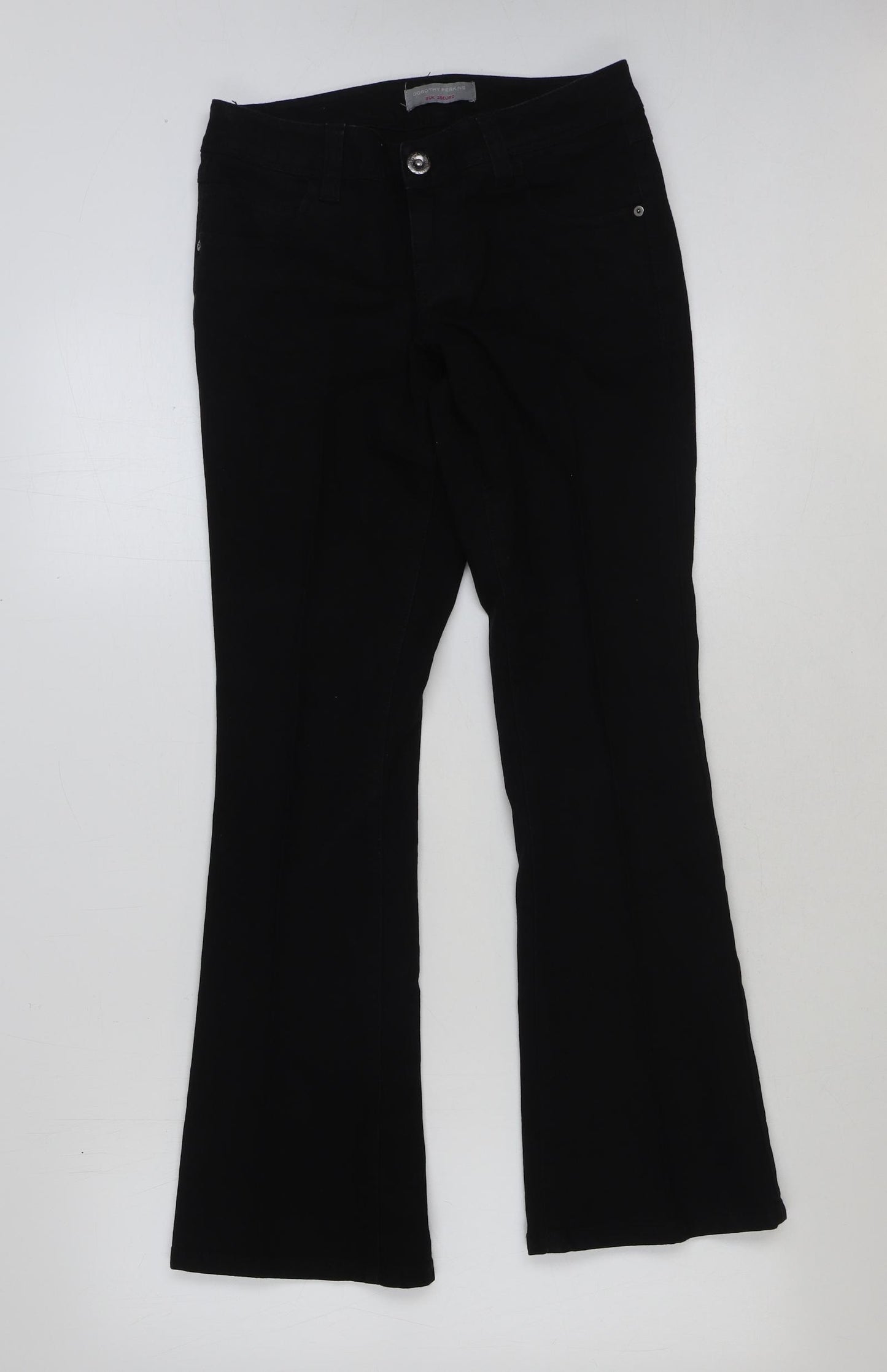 Miss Selfridge Womens Black Cotton Bootcut Jeans Size 8 L38 in Regular Button