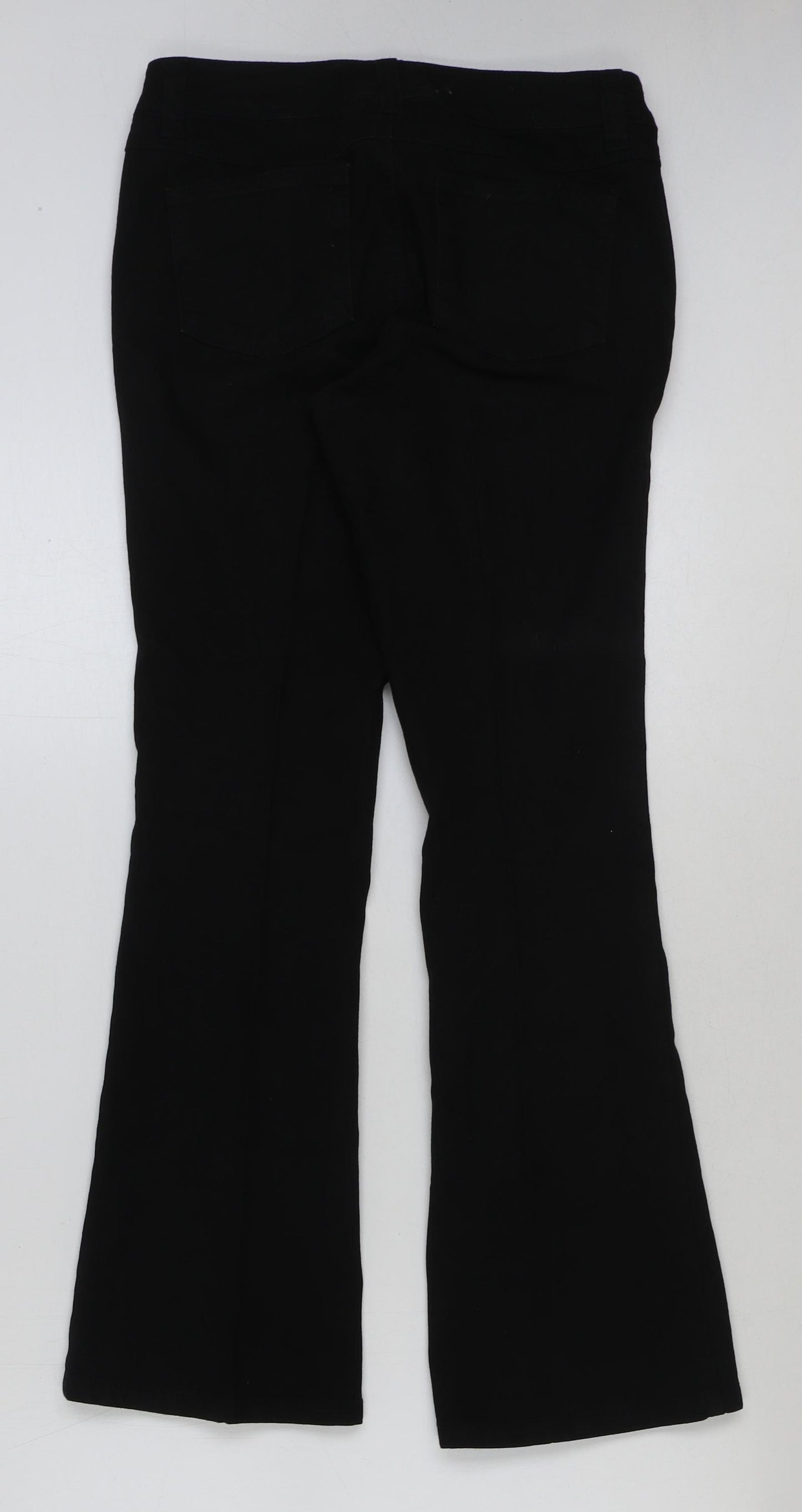 Miss Selfridge Womens Black Cotton Bootcut Jeans Size 8 L38 in Regular Button