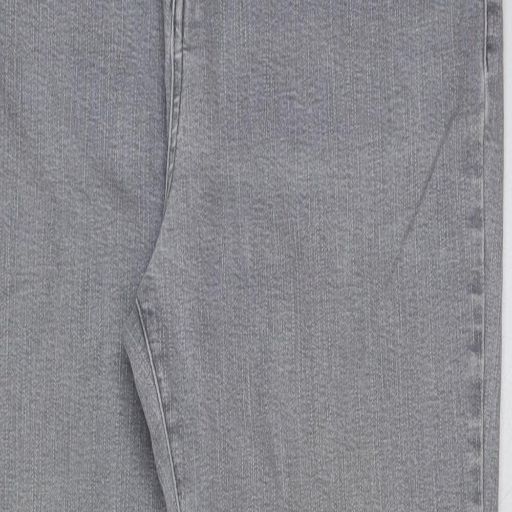 Per Una Womens Grey Cotton Straight Jeans Size 14 L27 in Regular Button