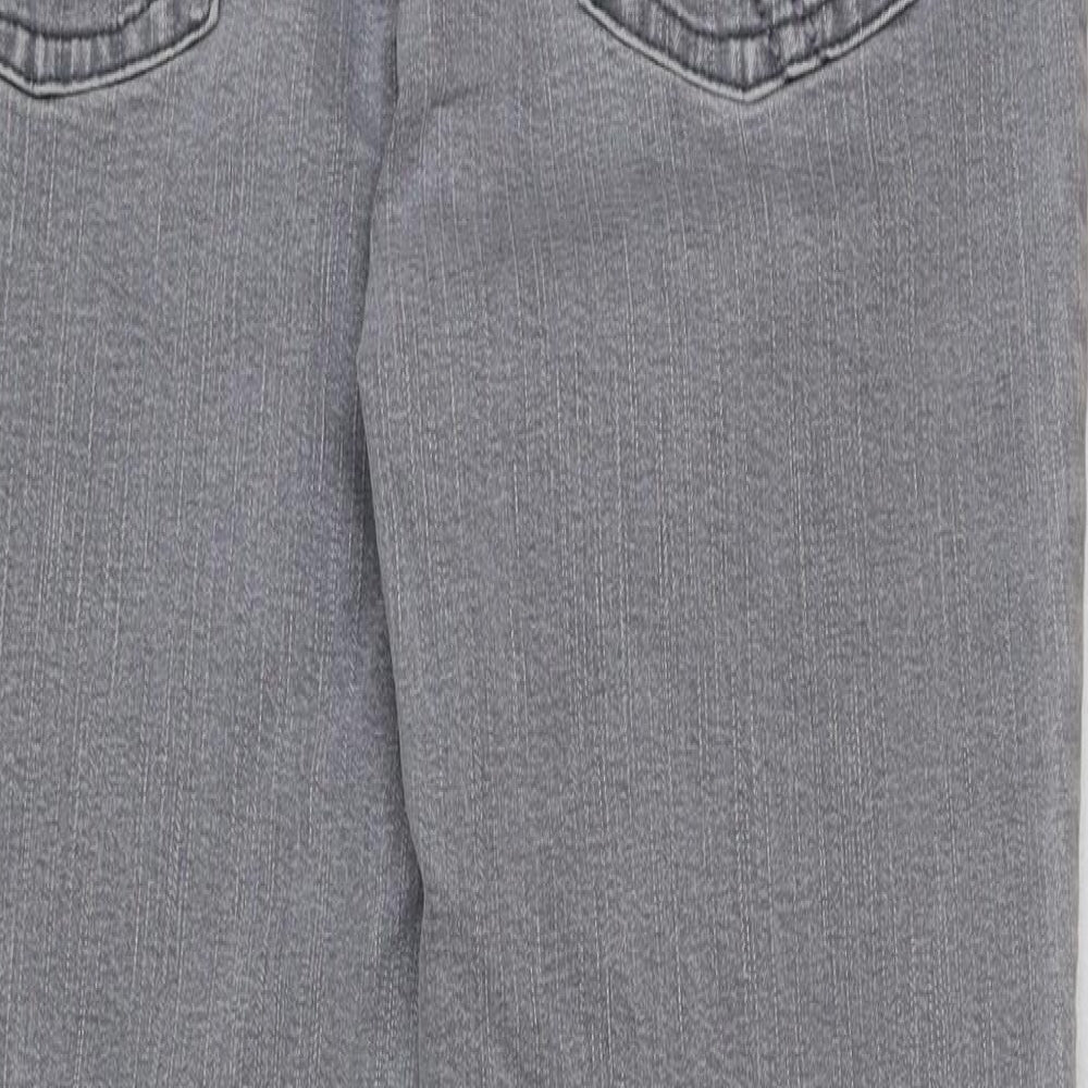 Per Una Womens Grey Cotton Straight Jeans Size 14 L27 in Regular Button