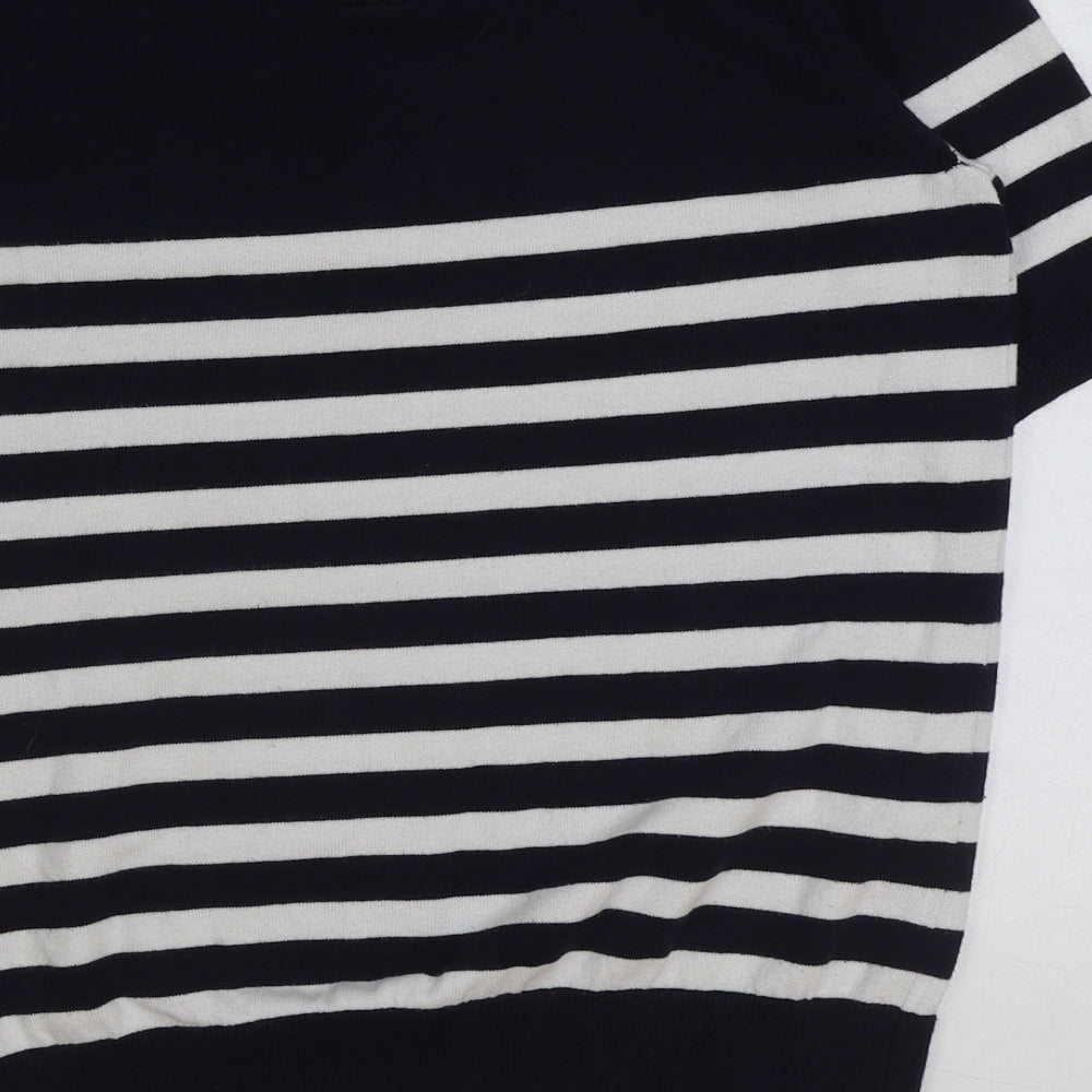 Dorothy Perkins Womens Blue Striped Cotton Basic T-Shirt Size 10 Round Neck
