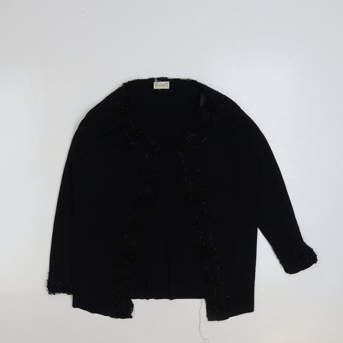 Roman Womens Black V-Neck Polyester Cardigan Jumper Size S