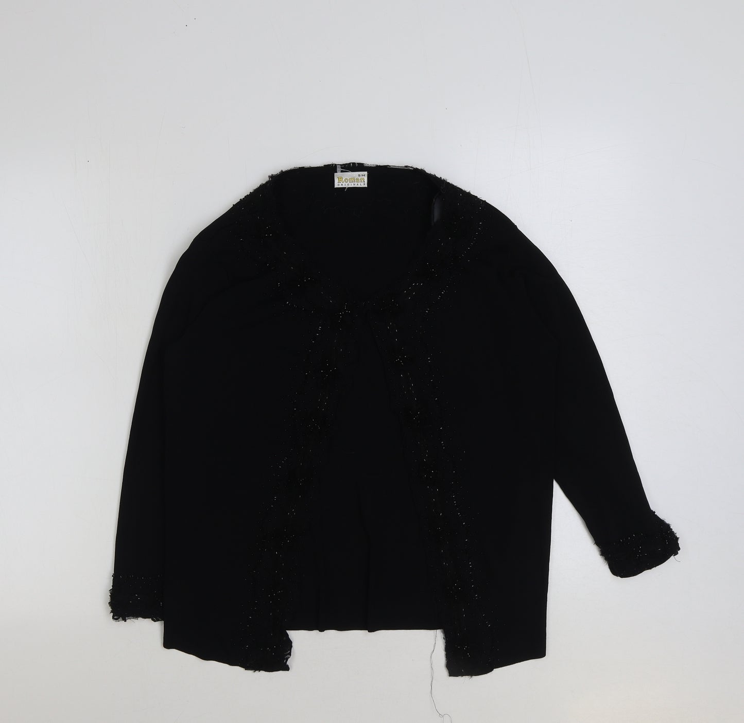 Roman Womens Black V-Neck Polyester Cardigan Jumper Size S