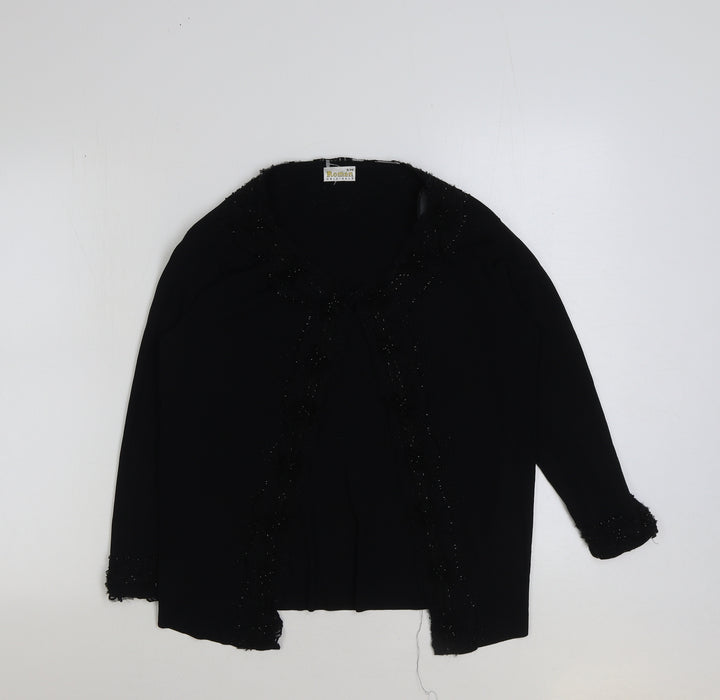 Roman Womens Black V-Neck Polyester Cardigan Jumper Size S