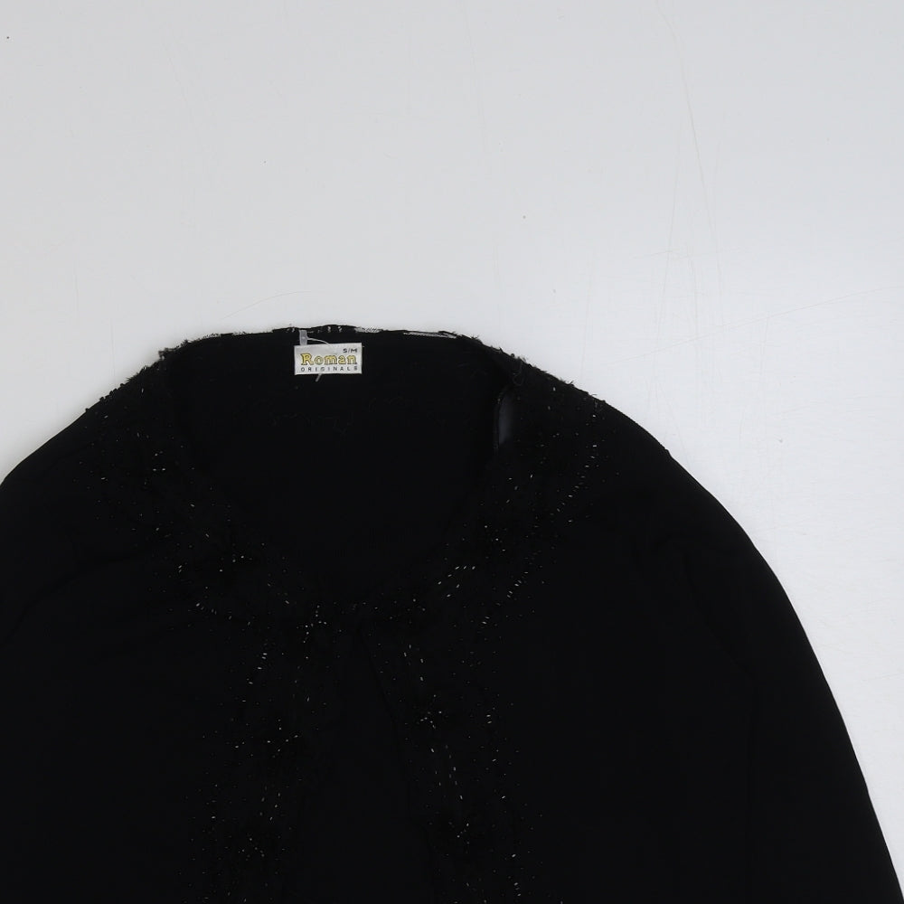 Roman Womens Black V-Neck Polyester Cardigan Jumper Size S