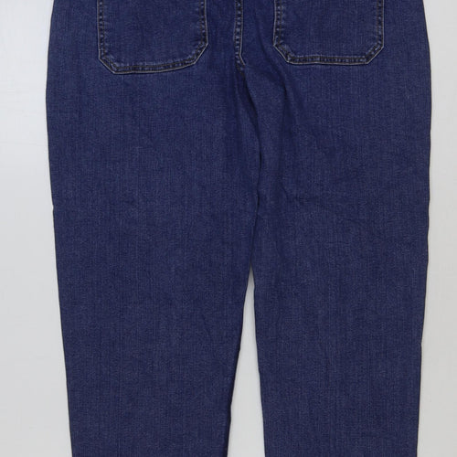 Oasis Womens Blue Cotton Straight Jeans Size 12 L28 in Regular Button
