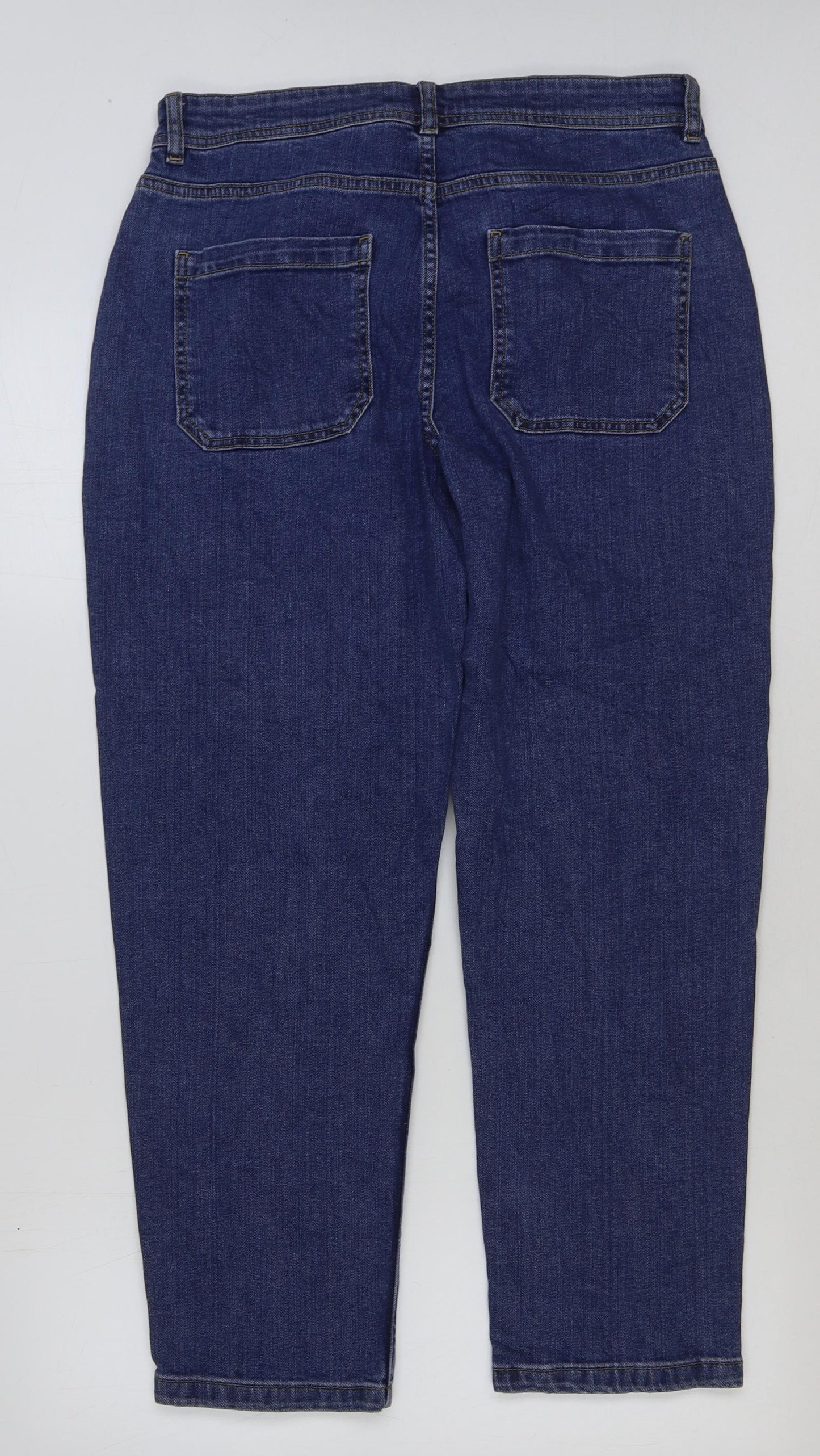 Oasis Womens Blue Cotton Straight Jeans Size 12 L28 in Regular Button