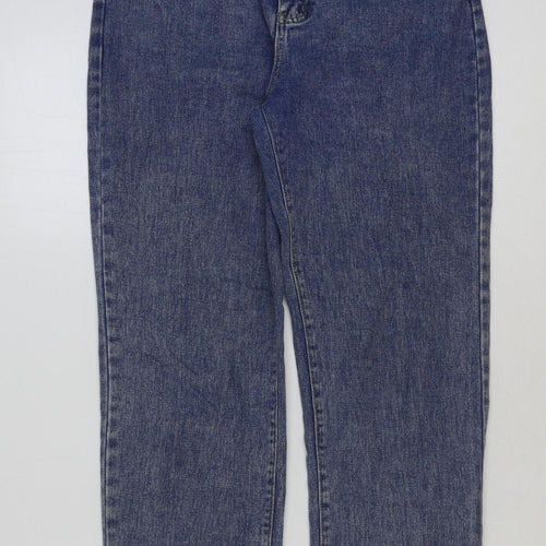 PREWOR Womens Blue Cotton Straight Jeans Size 30 in Regular Button