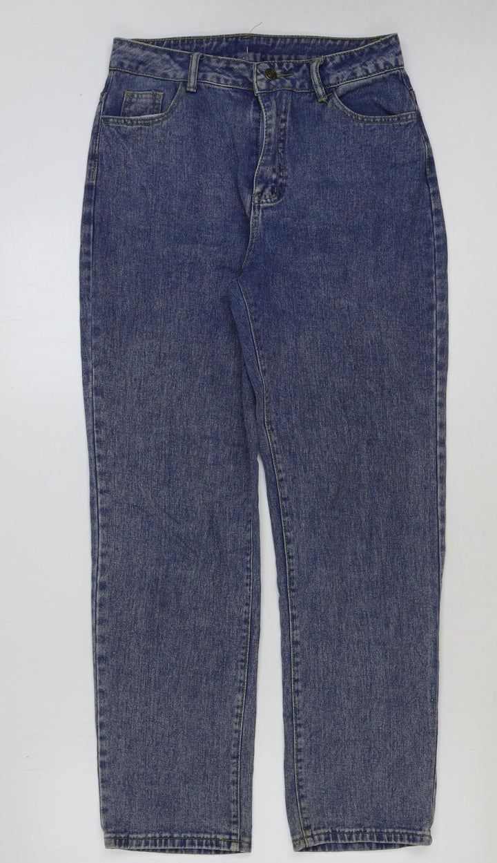 PREWOR Womens Blue Cotton Straight Jeans Size 30 in Regular Button