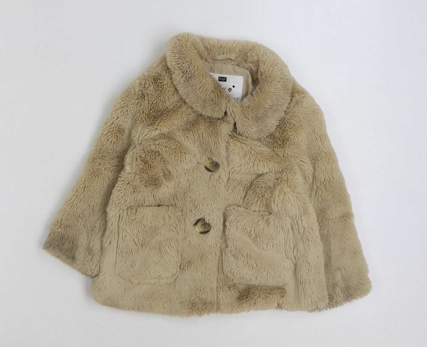F&F Baby Beige Jacket Coat Size 18-24 Months Button