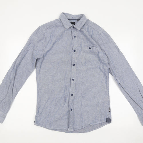 ONLY & SONS Mens Blue Polyester Button-Up Size S Collared Button