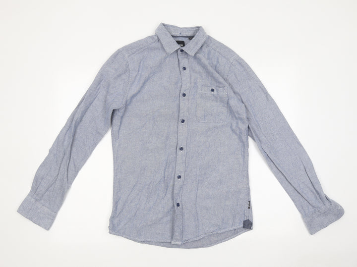 ONLY & SONS Mens Blue Polyester Button-Up Size S Collared Button