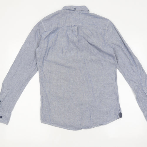 ONLY & SONS Mens Blue Polyester Button-Up Size S Collared Button