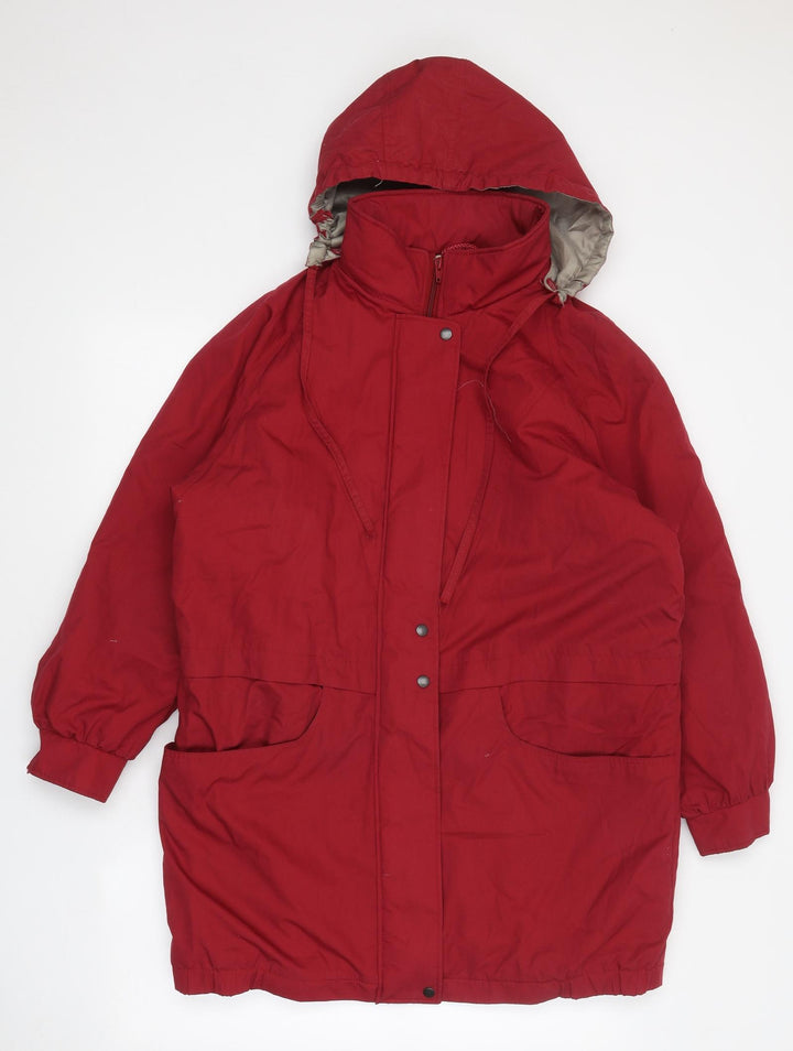 Preworn Womens Red Overcoat Coat Size 12 Zip