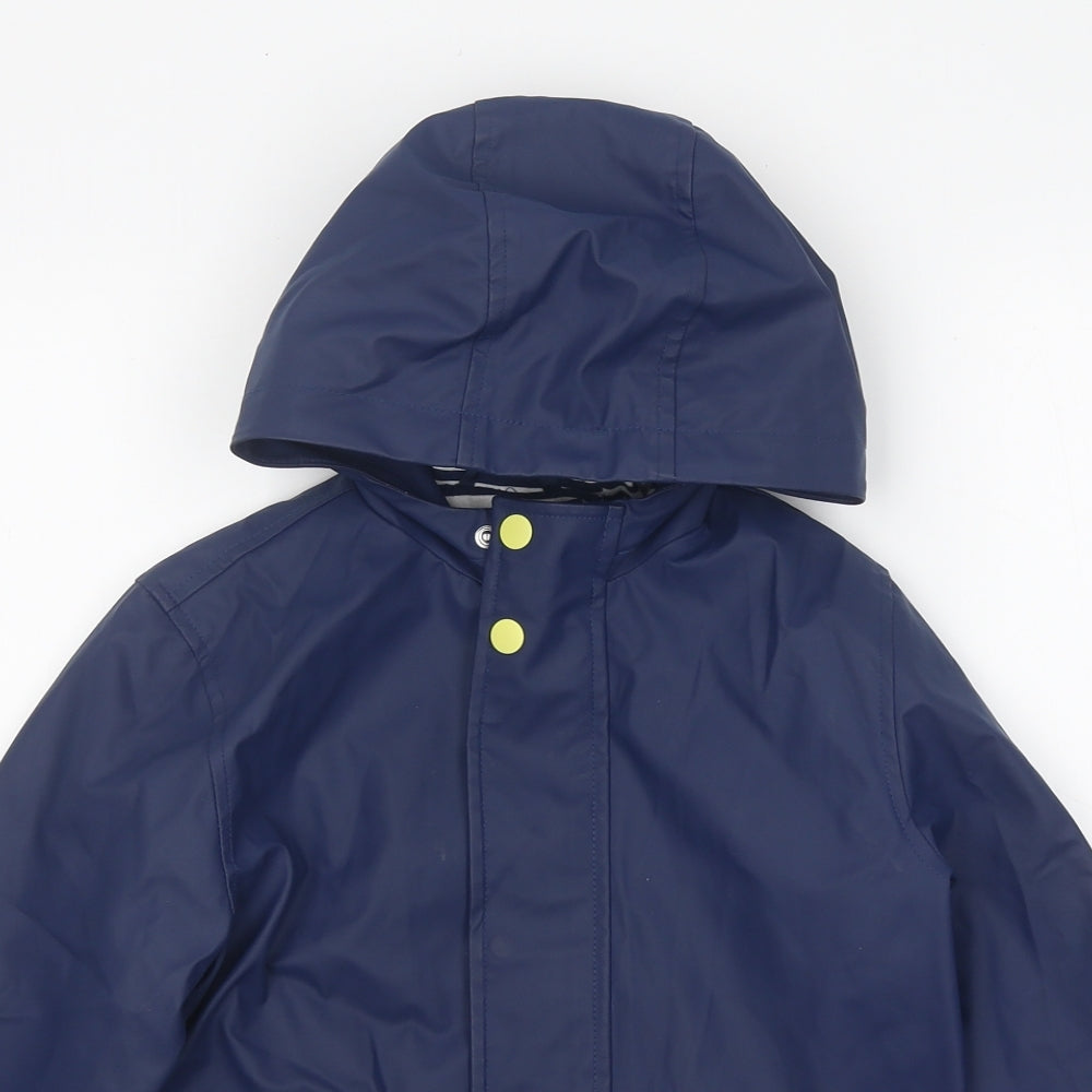 Marks and Spencer Boys Blue Rain Coat Coat Size 6-7 Years Zip