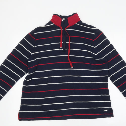 DASH Womens Multicoloured Striped Cotton Pullover Sweatshirt Size 16 Zip