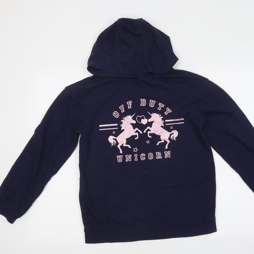 Primark Girls Purple Cotton Pullover Hoodie Size 12-13 Years Pullover - Off Duty Unicorn