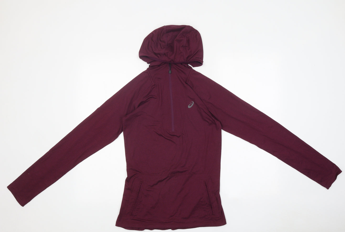 ASICS Womens Purple Polyester Pullover Hoodie Size S Zip