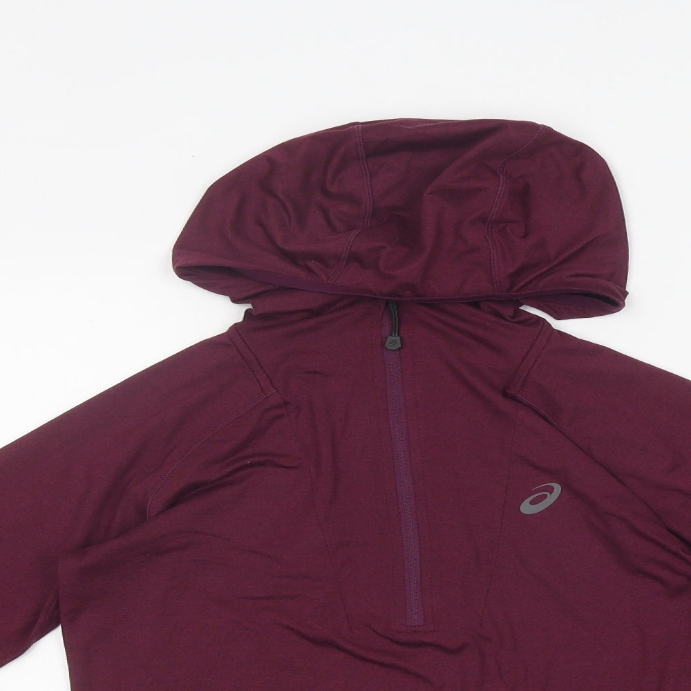 ASICS Womens Purple Polyester Pullover Hoodie Size S Zip