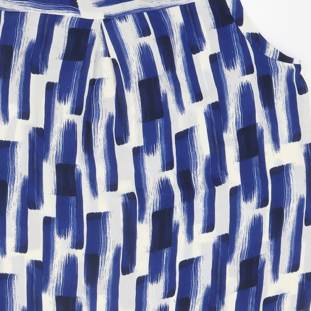 Marks and Spencer Womens Blue Geometric Polyester Jersey Tank Size 16 Round Neck